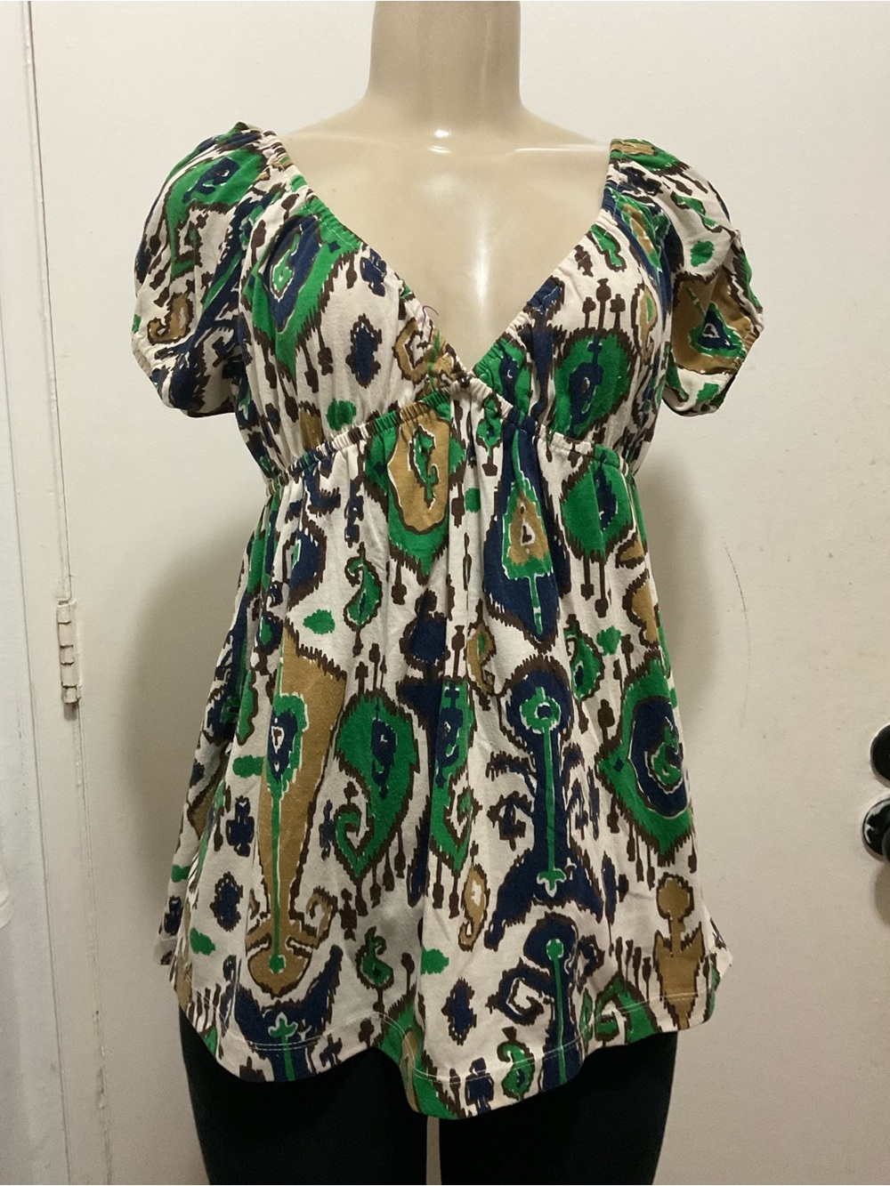 Twenty one Women’s Y2K 2000s V-Neck Printed multicolored Blouse size L